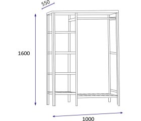 Resim Santana Doğal Ahşap Açık Gardırop 55 cm 