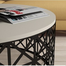 Resim Selin Metal Ferforje Orta Sehpa - Krem 