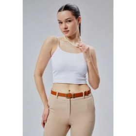 Resim Hakiki Deri Antik Sarı Tokalı Kadın Kemeri 2,5cm Taba 