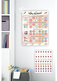 Resim MSticker Uyku Rutini Kazandırma Panosu, Çocuklar İçin Yatma Çizelgesi, Yatmadan Önce Yapılacaklar 