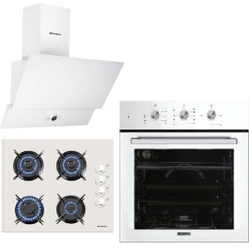 Resim KUMTEL Beyaz Cam Ankastre Set 