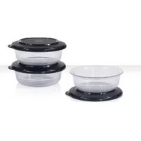 Resim Tupperware Kristal Kase 275ML Siyah Kapak 3lü 