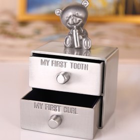 Resim Premium Alüminyum Çocuk Hatıra Kutusu - İlk Diş & Saç Toplama için Sevimli Avrupa Bebek Tasarımı, Dayanıklı Metal Saklama Kutusu 