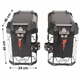 Resim GP Kompozit Universal 40 LT x 2 Alüminyum Motosiklet Yan Çanta Seti Siyah 