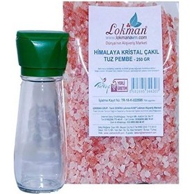 Resim Tuz Karabiber Değirmeni Yeşil + Himalaya Çakıl Tuz Pembe 250 Gr Açık Gri 