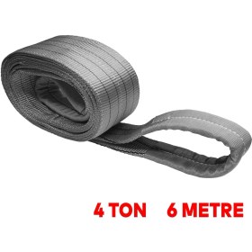 Resim Badem10 Sapan Polyester Spanzet 4 Ton 6 Metre Gri Sağlam Yük Kaldırma Taşıma İndirme Halat 
