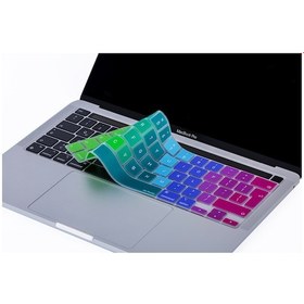 Resim Macbook Pro Klavye Koruyucu M1-m2, 13inç Dazzle Uk-eu İngilizce A2338 2289 2251 A2141 İle Uyumlu Pembe Yeşil 
