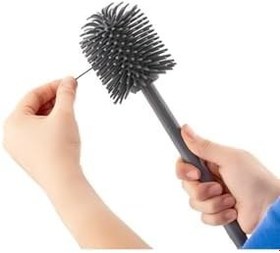 Resim ATA HOME Silikon Wc Tuvalet Banyo Fırçası Klozet Fırçası Beyaz-Gri Kare Beyaz-Gri 