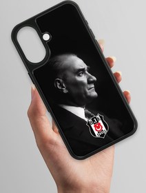 Resim Beşiktaş Büyük Atatürk Cam Telefon Kılıfı - iPhone 16 