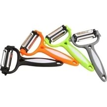 Resim 3’ü 1 Arada Döner Başlıklı Sebze ve Meyve Soyacağı – Paslanmaz Çelik Bıçaklı, Ergonomik Saplı, Çok Amaçlı Mutfak Soyacağı 