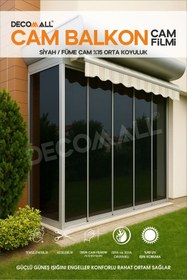 Resim DECOMALL Cam Balkon Cam Filmi Kaplama Siyah Koyu Kaplama Güvenlik Filmi 50 cm x 200 cm 