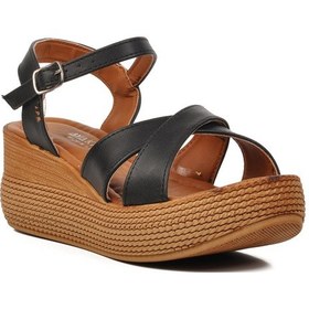 Resim Ayakmod 426093 Siyah Kadın Dolgu Topuk Sandalet 001 