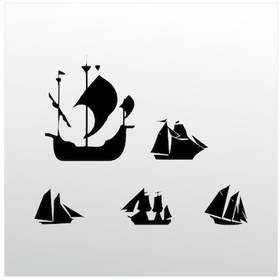 Resim Folyo Sticker Gemiler 80cm Uzunluk Siyah 