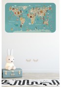 Resim Eğitici Çocuk Odası Dünya Haritası Dünya Atlası Çocuk Ve Bebek Duvar Sticker-60x105-3770 - Renkli Çok Renkli 