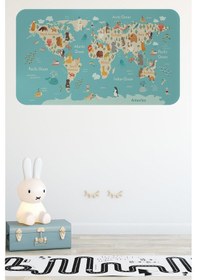 Resim Eğitici Çocuk Odası Dünya Haritası Dünya Atlası Çocuk Ve Bebek Duvar Sticker-60x105-3770 - Renkli Çok Renkli 