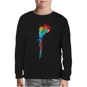 Resim Parrot Siyah Çocuk Sweatshirt Siyah 