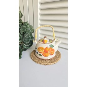 Resim PremiumPort Şık Porselen Demlik, Bitki ve Portakal Çayı Için Ideal Set 