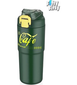 Resim Vagonlife 2'li Çelik Termos-kahve Bardağı Seti 750ml Çift Kullanım Termos//450ml Mug Kahve Bardağı Yeşil - Beyaz 