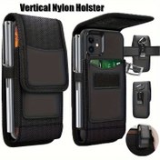 Resim Mobil Telefon Bel Çantası Naylon Kumaş Mobil Telefon Kılıfı Kemeri Mobil Telefon Kapak Siyah Kart ve Anahtarlık Takılabilir Uygunluk 16.0-17.02 cm mobil telefonlar için 