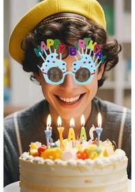 Resim Happy Birthday Mavi Parti Gözlüğü Standart 