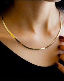 Resim Italyan Ezme Kemer Altın Kolye 