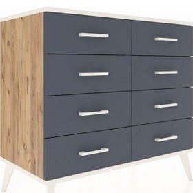 Resim Hyperion Şifonyer 8 Çekmeceli 88x44x80 Çam-aytaşı/antrasit Aytaşı/antrasit 