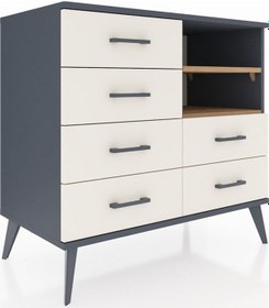 Resim Hyperion Şifonyer 2 Raflı 6 Çekmeceli 88x44x80 Antrasit-çam/aytaşı Çam/aytaşı 