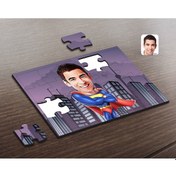 Resim Kişiye Özel Süper Adam Karikatürlü Ahşap Puzzle-1 