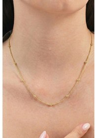 Resim 925 Ayar Gümüş Zincir Altın Kaplama Gold İtalyan Hepsi Top Top Zincir Kolye Barcode 