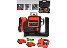 Resim Germany Steel 88VF Çift Akülü 12 Köşe 360° Otomatik Hizalamalı Lazer Metre Hizalama Yeşil Çizgili Lazer Hizalama 