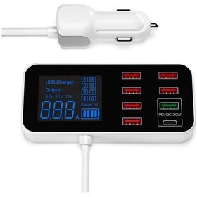 Resim Mufunye A9s 8 Portlu Usb Araç Şarj Cihazı, Lcd Ekranlı, 12v-24v Giriş, 5v Çıkış, 40w Güç 