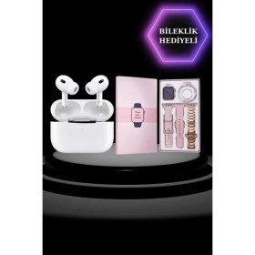 Resim Marsilyan 3 Kordonlu Pembe Amoled Ekran Akıllı Saat ve Yeni Nesil Pro Kablosuz Bluetooth Kulaklık Anc/enc 