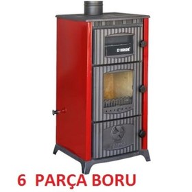 Resim Rekor Lima Şömine Fırınlı Tuğlalı Döküm Kuzine Uyuyan Kömür Soba Demirdöküm 