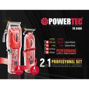 Resim Powertec TR-3400 Profesyonel Seri Şarjlı Saç-Sakal-Ense-Vücut Tıraş Makinesi (2'li Set) 