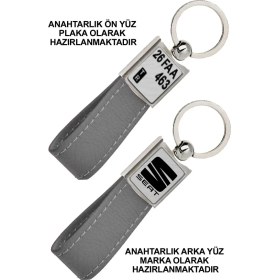 Resim Promosyon Denizi Ön Yüz Seat Logolu Arka Yüz Plakanıza Özel Gri Anahtarlık 