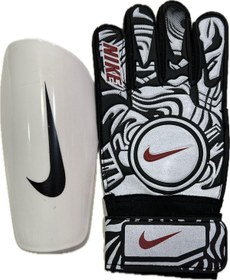 Resim Unes Futbol Kaleci Eldiveni Ve Tekmelik Set Beyaz Renk Nk Logo 9 İle 12 Yaş Arası 7 No 