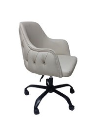 Resim Kapitone Desenli Çalışma Sandalyesi Krem Renkli 