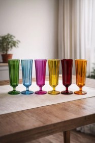 Resim Kahve Yanı Su Bardağı 6 Renk Flüt 120cc 6renk 