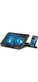 Resim Gaman HDX4253 Telefon Tutuculu 2 Fanlı Notebook Soğutucu 7 Kademe Yükseklik Ayarlı 2 USB Laptop Soğutucu 