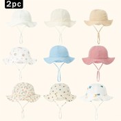 Resim 2 adet 3-12M Bebek Güneş Şapkaları - Çift Katmanlı Güneş Koruma, Nefes Alabilir ve Sıcak Rüzgar Geçirmez Kova Şapkaları, Ayarlanabilir Askılar, Çiçek ve Yıldız Desenleri, Tüm Mevsimler İçin Günlük Giyim ve Açık Hava Aktiviteleri İçin, Bebek Güneş Şapkası, Bebek Güneş Koruma, Eğlenceli Bebek Aksesuarı, Çift Katmanlı Şapka Tasarımı 