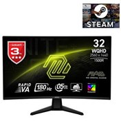 Resim MSI MAG 32CQ6F 31.5" 2560x1440 180Hz 0.5ms HDMI DP HDR 400 Curved Adaptive Sync Led Monitor 