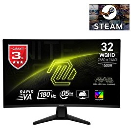 Resim MSI MAG 32CQ6F 31.5" 2560x1440 180Hz 0.5ms HDMI DP HDR 400 Curved Adaptive Sync Led Monitor 