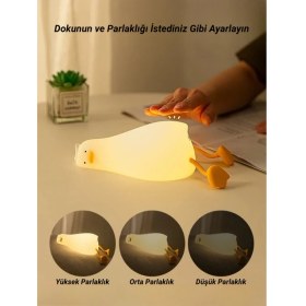 Resim Multizone LED Işık Şarjlı Sevimli Ördek Gece Lambası Masa Lambası Dokunmatik Ayarlanabilir Parlaklık 