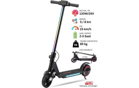 Resim Elektrikli Çocuk Scooter - Çift Frenli Katlanabilir - LED Işıklı - Ön Çift Süspansiyonlu 8+ 
