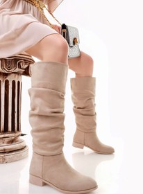 Resim pazarella Winda Bej Süet Körüklü Çizme 