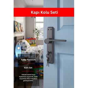 Resim Zeraf Ev Zarafet Gizem Aynalı Alüminyum Kapı Kolu Oda-Wc Lavabo Uyumlu Kapı Kolu Antrasit 