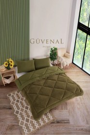 Resim Elite Wellsoft Çift Kişilik Çift Taraflı Yastık Kılıflı Lüx Yorgan Seti Yorgan Uyku Seti Çeyiz Yeşil 