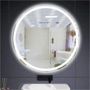 Resim Global Led Mirror 75 cm Kumlamalı Ledli Yuvarlak Ayna Banyo Aynası Dekoratif Ayna Boy Ayna Salon Duvar Ayna 