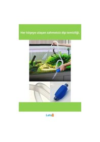 Resim 140 Cm Uzunlukta Esnek Hortumlu Güçlü Pompa Sistemi Akvaryum Dip Çekme Sifonu 