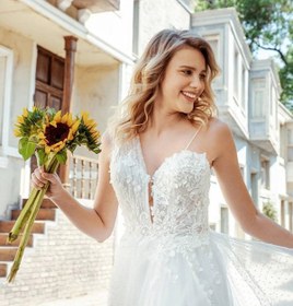Resim Ian Tek Kol Dokulu Organze Bohem Gelinlik - Fildişi Beyaz / 34 